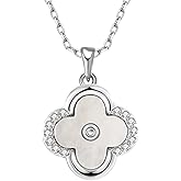 MAARRING Four Leaf Clover Necklace for Women White Mother of Pearl Necklace Trendy Lucky Clover Pendant Necklace with Gift Box