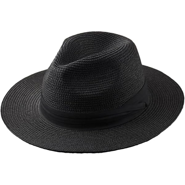 Foldable Straw Hat with Black Band - Stylish Unisex Sun
