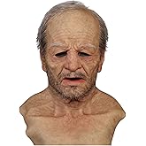 SCGHBK Realistic Old Man Mask Halloween Mask Scary Latex Old Man Grandpa Mask Halloween Wrinkle Face Mask