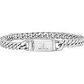 Nautica Curb Link Chain Stainless Steel Bracelet for Men ID Bar Clasp Sailboat Logo