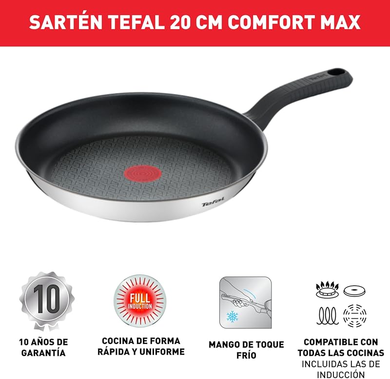 Comfort Max - Sartén 20 cm, Acero inoxidable