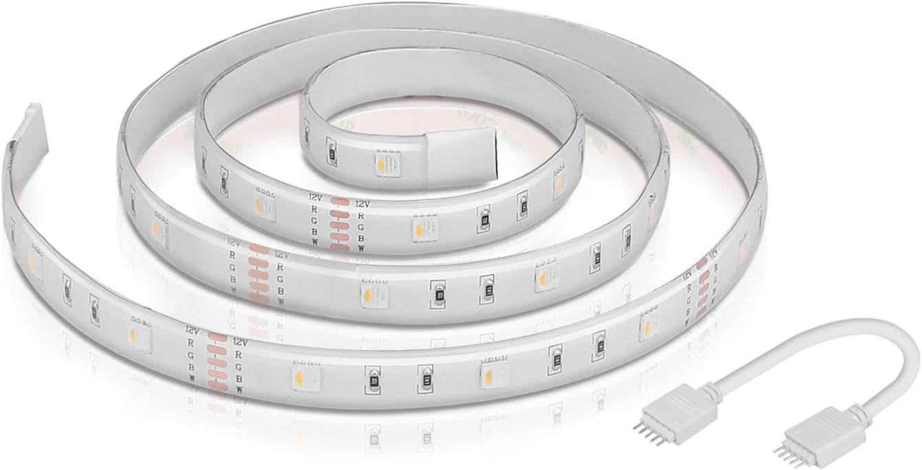 Megulla Smart Wi-Fi RGBW (Warm White, 3000k) LED Light Strip Expansion Kit with App Control, Dimmable and Set Schedules, 40inch, IP65 Waterproof, Compatible with Amazon Alexa and Google Assistant
