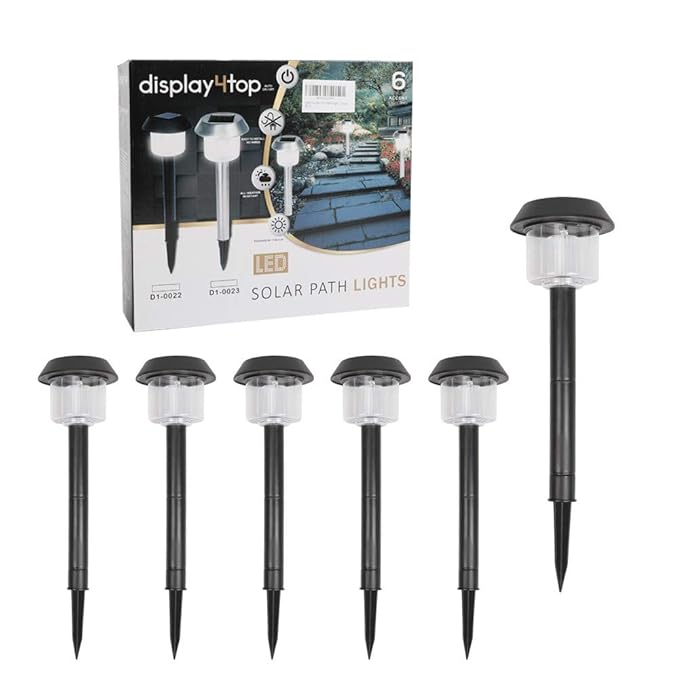 DISPLAY4TOP Solarleuchte, 6 Stück wasserdichte energiesparende LED Solarlampe, ideal für Terrasse, Rasen, Garten und Wege,15 