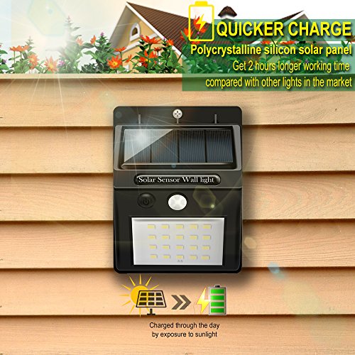 Solar Lights Outdoor, Costech Super Bright 20 LED Motion Sensor Solar Lights (4 PACK); Auto ON/OFF, Wireless Easy Installation, Security Outdoor Lights/Wall Lights for Driveway, Yard, Pathway