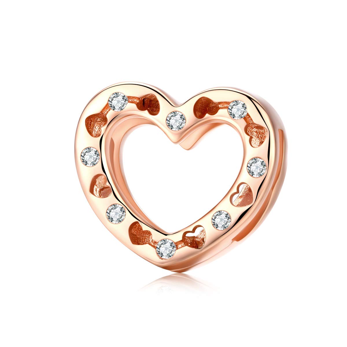 NewL 925 Sterling Silver Amour Heart Charm per donna Reflexions Bracciale Ragazza gioielli in oro rosa
