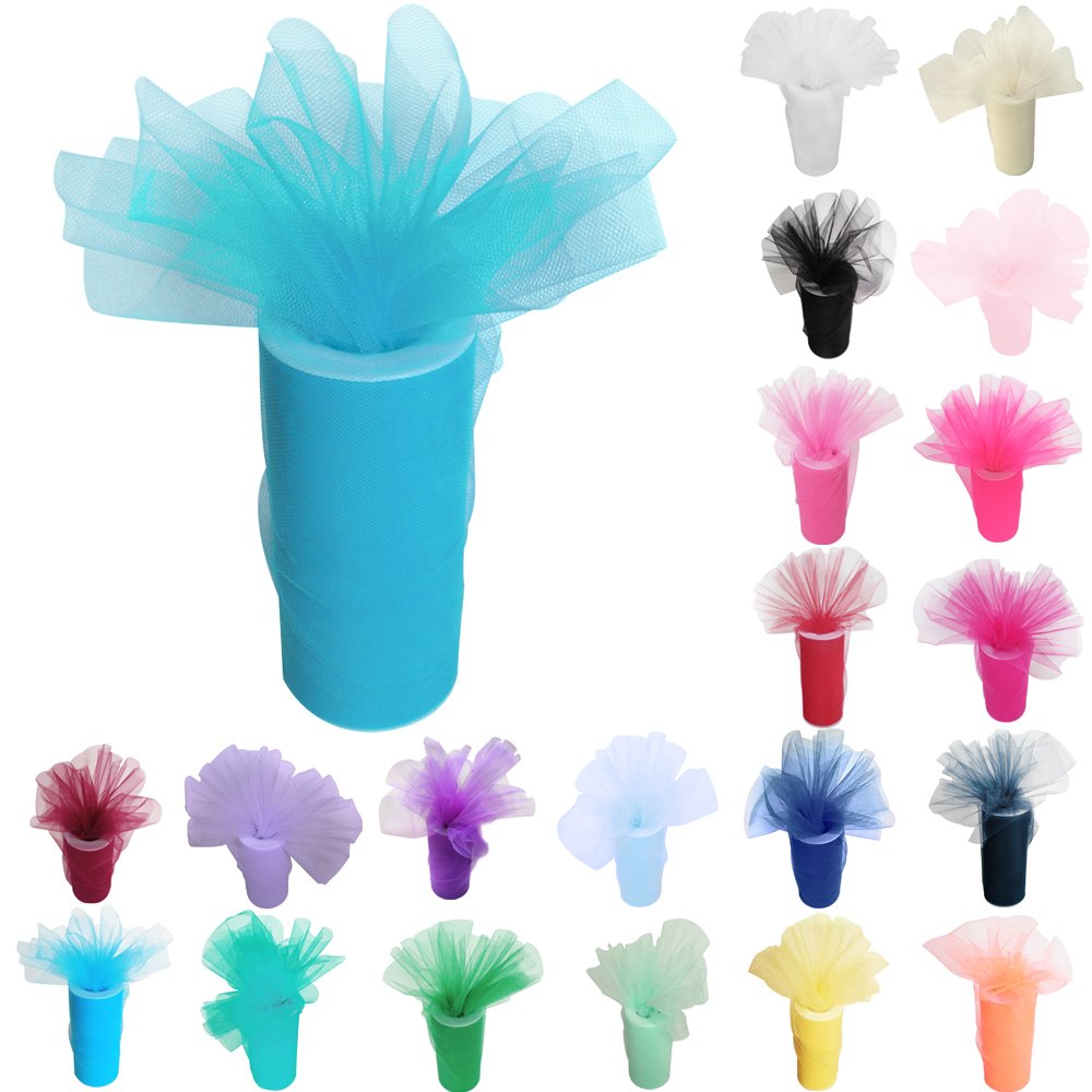 Time to Sparkle 6 Inchs x 25yards/75FT Tulle Roll Spool Tutu Party Birthday Wraping Crafts Bridal Bow Skirt Wedding Decor, Aqua — image 1