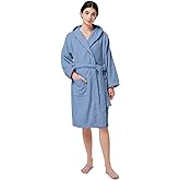 SIORO Women Hooded Terry Cloth Robes, Cotton Long Soft Plush Bathrobe for Shower, Spa, Towel Knee-Length Robe with Pockets