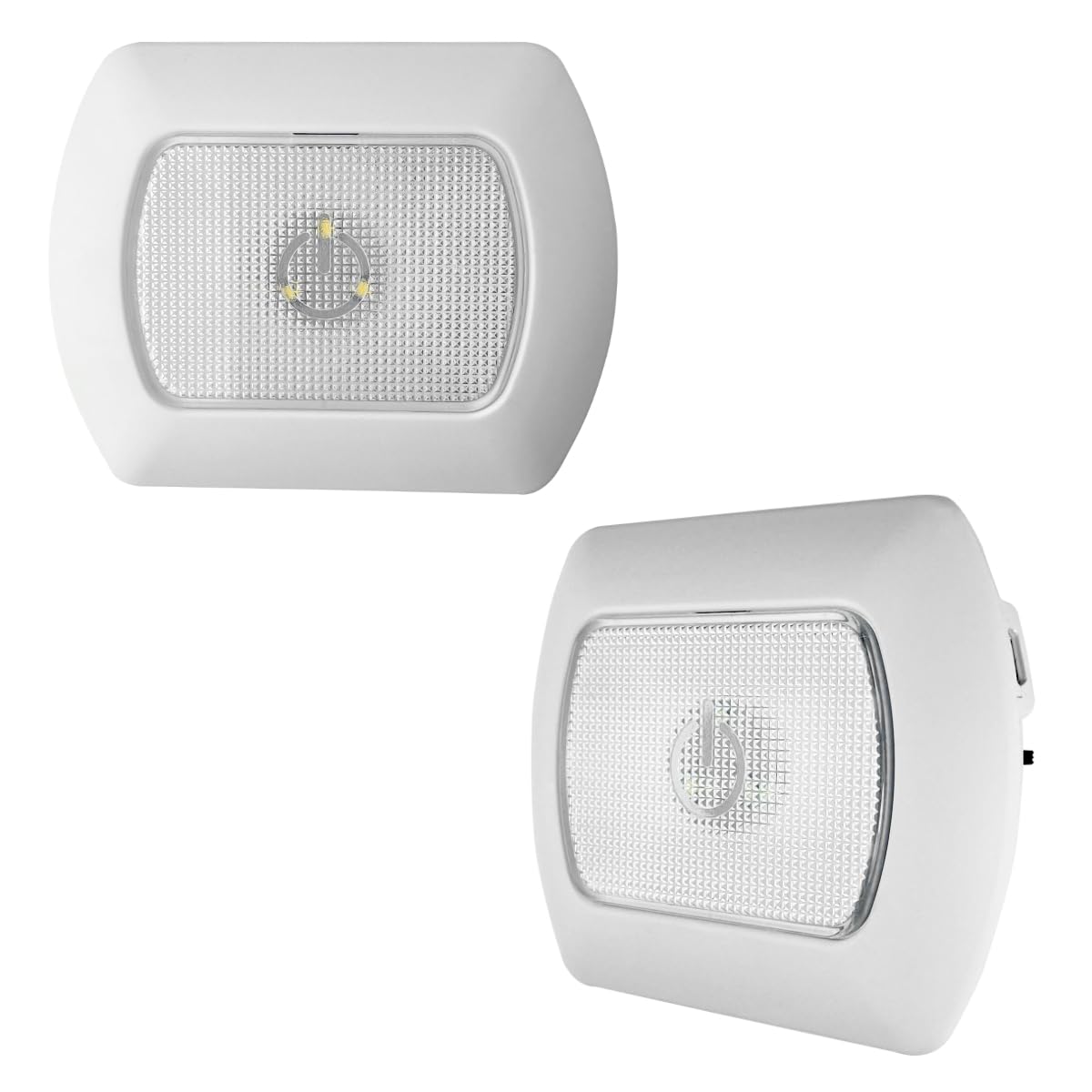 2 Pack Omni USB Rechargeable LED Tap Light, 50 Lumens, 3 LEDs, Adjustable Timer (ON/3min/15min), Easy Install with Magnetic Strip or Screws, Includes 2 USB Charging Cables, 3.7V 600mAh Li-Ion Battery