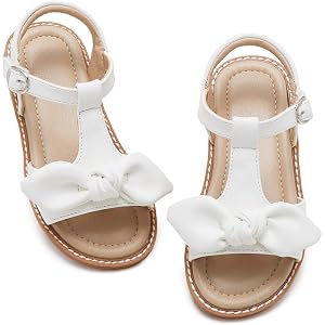 ESTINE Toddler/Little Kid Girls Bow Open Toe Flat Evening Dress Sandals