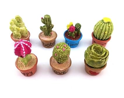 Zhichengbosi Mini-Kakteen und Blumentopf-Ornament, für Puppenhaus, Garten, Dekoration, 7 Stück