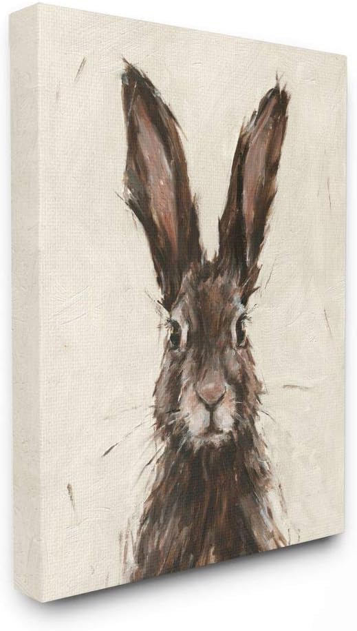Paintings - Stupell Industries Brown European Rabbit Hare Portrait Painting, Gallery Wrapped Canvas, 16 x 20