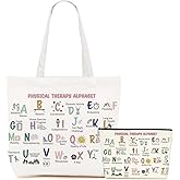 Occupational Therapy Gift Canvas Tote Bag Makeup Bag Set Therapist Gifts for Women Coworker Physical Therapy PT Month Thank You Retirement Reusable Shopping Grocery Bags Travel Cosmetic Bags OT Gift