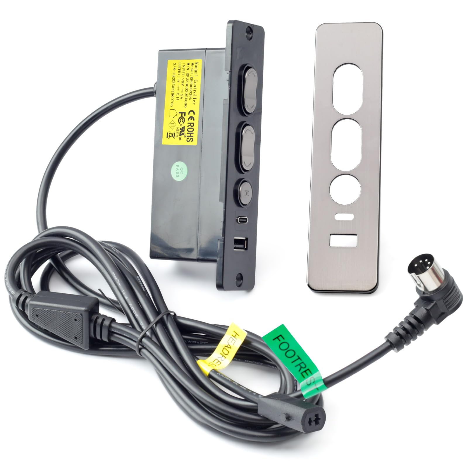 Photo 1 of R22231010041 Controller with USB A C Ports Replacement for Dewert for Kaidi Lift Chair Motors Replace 23300047X000 DL-SK-091-D2-01, with 5 Function Key 5 Pin Male 2-Pin Female