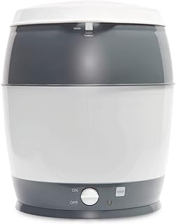 MAM Sterilisator, elektrischer Dampfsterilisator für Babyflaschen, Sauger & Zubehör, zuverlässiger Vaporisator inkl. Oberkorb und Zange, grau