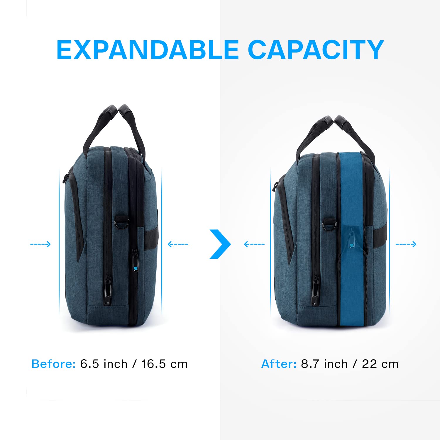 BAGSMART 17.3 Inch Laptop Bag, Expandable Computer Bag Laptop Briefcase Men Women, Laptop Shoulder Bag, Work Bag Business Travel Office, Dark Blue