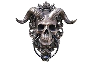 FitBest Sabbatic Horned God Skull Door Knocker, Satanic Devil Door Hanging Knocker Wall Decor, Decorative Doorknocker for Fro