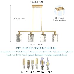 BONLICHT Modern Crystal Linear Chandelier4 Light