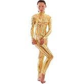Seeksmile Unisex Hollow-Carved Shiny Dancewear Catsuit Bodysuit
