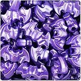 BEADTIN Dark Purple Pearl 25mm Halloween Bat Pony Beads (24pc)