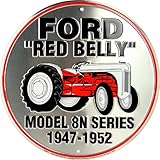 Ford Red Belly Model 8N Red Tractor Retro Vintage Round Sign