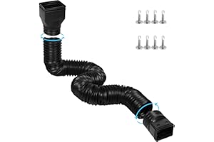 plusgutter 11.5ft Long Gutter Downspout Extensions Flexible, Drain Downspout Extender, Down Spout Drain Extender, Gutter Connector Rainwater Drainage, Extendable from 2.6ft to 11.5ft(Black)