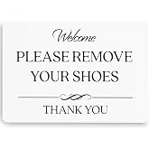 Please Remove Your Shoes Sign - Airbnb Essentials for Hosts | 5 x 3.5 in - White Acrylic - Take Your Shoes Off Sign - Remove Shoes - Keeps Floors Clean
