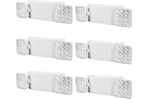 AKT LIGHTING Commercial Emergency Light, UL Certified, White Emergency Light Fixture with 2 LED Square Heads Adjustable & Backup Batteries Exit Lighting (6 Pack)