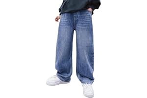 Boys Y2K Jeans Baggy Casual Classic Straight Wide Leg Denim Pants 2026 Spring Trendy Elastic High Waist School Trousers Kids