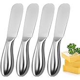 Mlurcu Butter Knives 4 Pieces Stainless Steel Cheese Butter Spreader Knife Set for Cold Butter, Cream Cheese, Jam, Pastry, Charcuterie, Multipurpose Kitchen Gadgets
