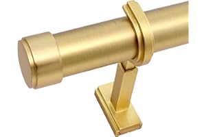 BlastHome® Non-Adjustable Luxury Curtain Rods for Windows, 1 ¼” Rod Set, 8 foot Fixed Length (Two Rods Connect for a Seamless Look), Brushed Gold