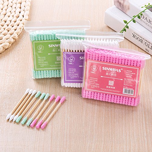 600 Piece Multicolor Cotton Swabs, Magnoloran Double Tipped Cotton Tipped Applicator Cotton Sticks Ear Swab Twist Cotton Tips Cosmetic Swabs with Bamboo Handle for Make-up & Cleaning Ear/Jewelry - Thumbnail 2