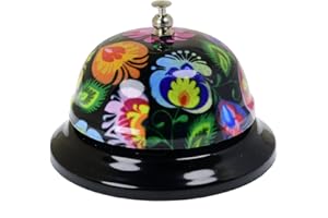 WEKOIL Call Bell Desk Service Bell Ding Bell for Restaurant Hotel Room Kitchen Party Office Elderly Large Black Pattern Bell with Ding Sign,3.3 inch