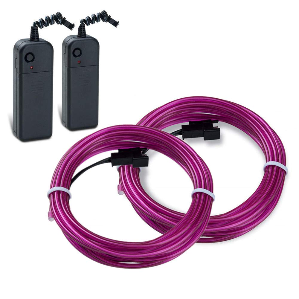 Sunboia EL Wire Portable Neon Glowing Light 5m*2 Pack Strobing Electroluminescent Wire for Parties Christmas Halloween Concert Festival Decoration (Purple)