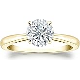 Diamond Wish 1/3 Carat Round Diamond Solitaire Engagement Ring in 14k Gold (H-I, I1-I2, cttw) 4-Prong Set Size 4 to 9