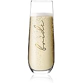 GroomBrideGifts Bride Champagne Flute | Wedding Toasting Glasses | Engagement Celebrations | Bridal Shower Gifts | Bride Crystal Stemless Wine Glasses