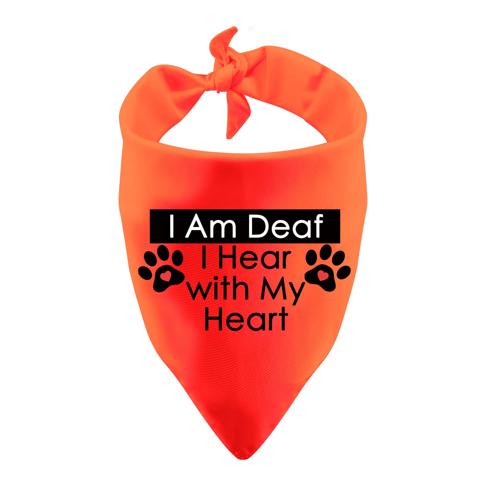 Pet Dog Cat Bandana Scarf I Am Deaf I Hear with My Heart Dog Bandana Handkerchief Scarf Tie On Special Needs Dog(Hear With My Heart)