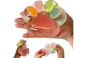 Big Taba Squishy Cat Paw, 5 Inch Large Transparent Colorful Sticky Squishy Toy, Soft Squeeze Fidget Toy for Stress Relief, Se