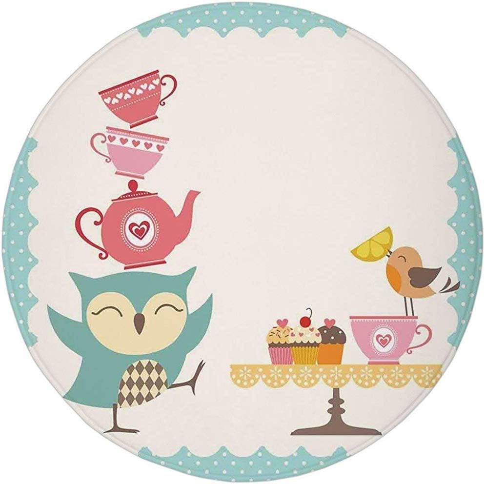 W-WEE Alfombra Redonda Alfombra de tapete, Decoración de Cocina, Búho