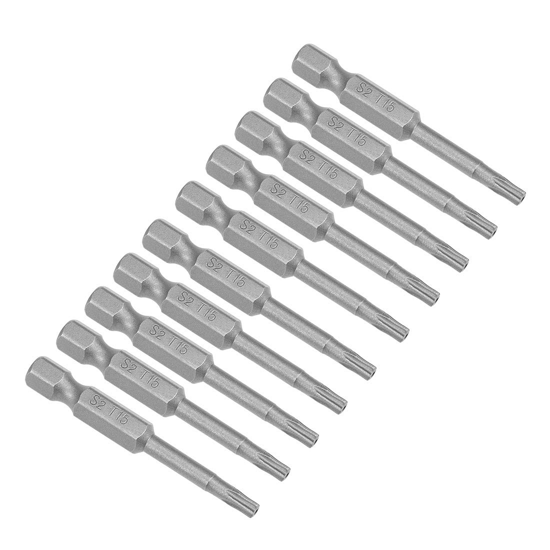 sourcing map 10 Pcs Magnetic T15 Star 5 Point Screwdriver Bits, 1/4 Inch Hex Shank 2-inch Length S2 Security Screw Driver Kit Tools