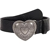 GORGLITTER Women's Heart Belt Y2k Belts Cowgirl Belt Vintage Western PU Leather Belts