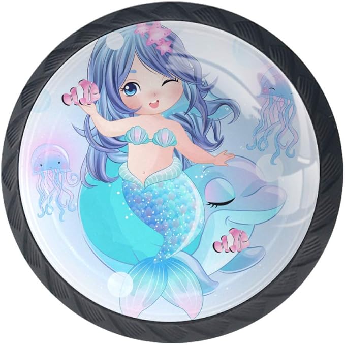 Sirena Medusa Delfín Tirador para Muebles Plastico 4 Piezas Decoración