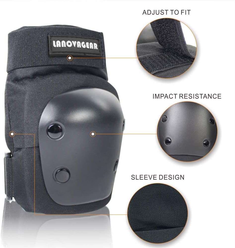 LANOVAGEAR Knee Elbow Pads with Wrist Guard Adjustable Toddler to Adult 6PCS Protective Gear Set for Multi Sports Cycling Bicycle Skateboarding : Sports & Outdoors