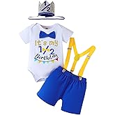 Laqualle Baby Boy 1/2 First Birthday Outfit Half Way to One Birtday Cake Smash 4pcs pants Set Suspenders Romper Photo Shoot