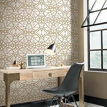 RoomMates White and Gold Shatter Geometric Peel and Stick Wallpaper