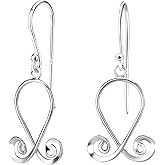 Sterling Silver Spiral Dangle Drop Earrings, Geometric Design, 13mm Width x 16mm Height