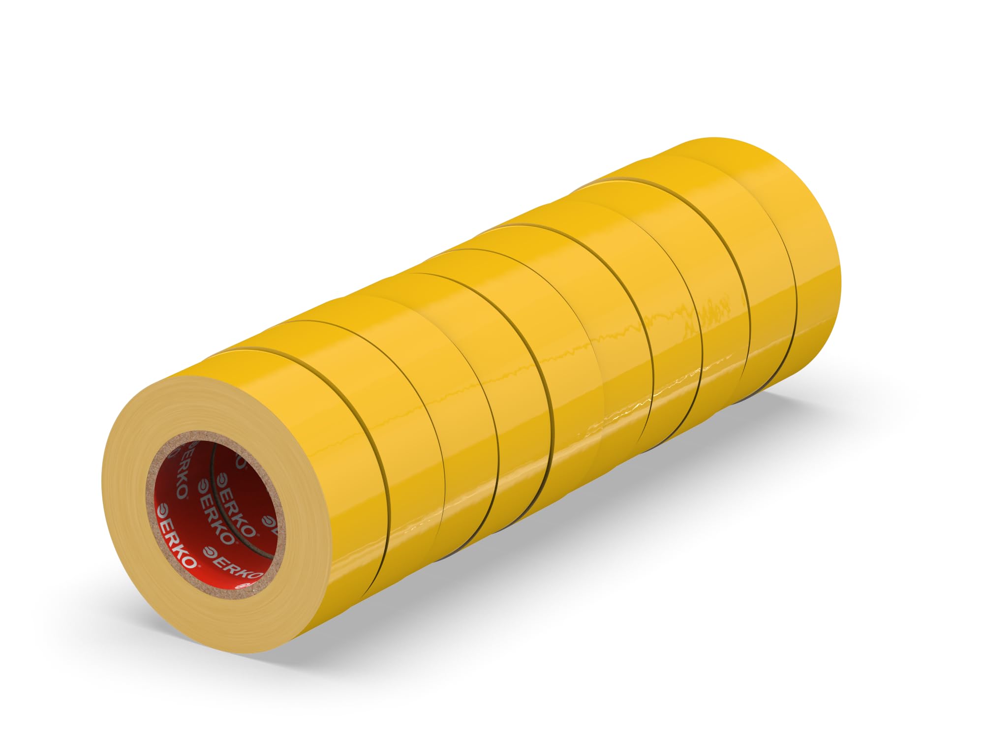 ERKO Electrical Insulation Tape Yellow 10 Pack 0.6in x 33ft PVC Electrical Wiring Repair, Flexible, Strong Adhesion, Chemical Resistant, Universal (15mm x 10m)
