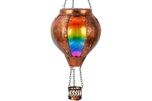 SUNNYGARDEN Hanging Hot Air Balloon Solar Lantern Waterproof, Solar Hot Air Balloon Lights with Flame Outdoor Garden Yard Patio Decor, Dandelion Colorful Lanterns Gifts for Mom
