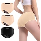 VOXSHE Incontinence Underwear for Women Washable Leak Proof for Women 5oz High Absorbent Womens Incontinence Panties for Bladder Leakage Protective Panties 3pk-S (Black/Beige/Beige)