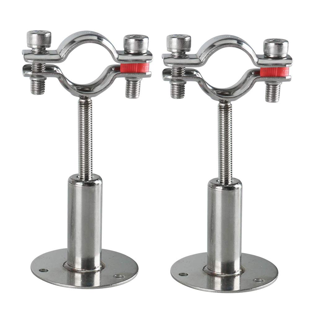 Opaltool 2PC Adjustable Stainless Steel Pipe Clamps, Silver, Fit for Dia 19mm (1/2-inch) Pipe, Wall or Ceiling Mount