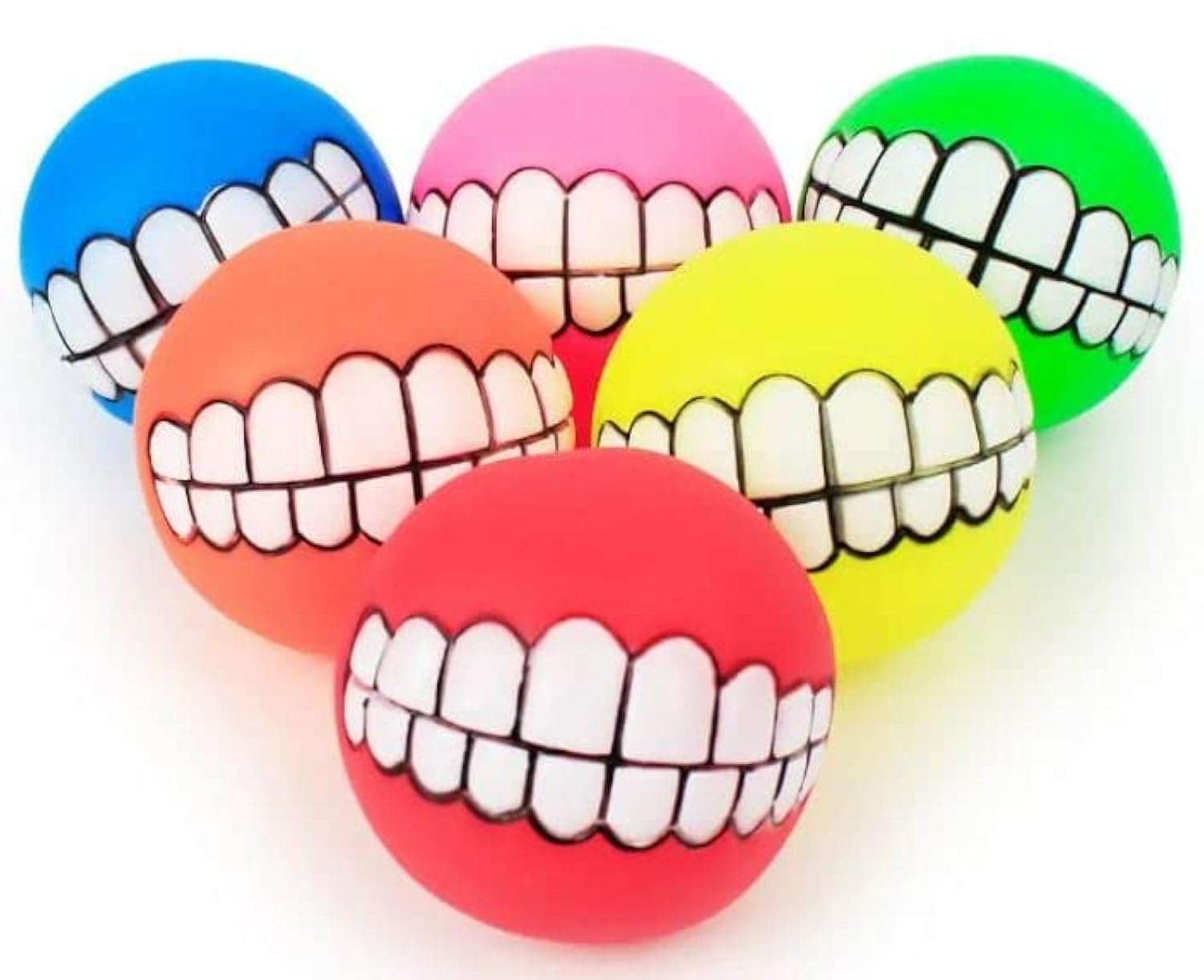 Promotech single 7 cm diameter dog ball with fun bite motif for small and large dogs
